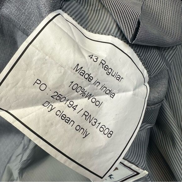 Jos A Bank Blazer Mens 43R Gray Slim Fit Wool 2 Button Suit Jacket Business - Picture 14 of 16